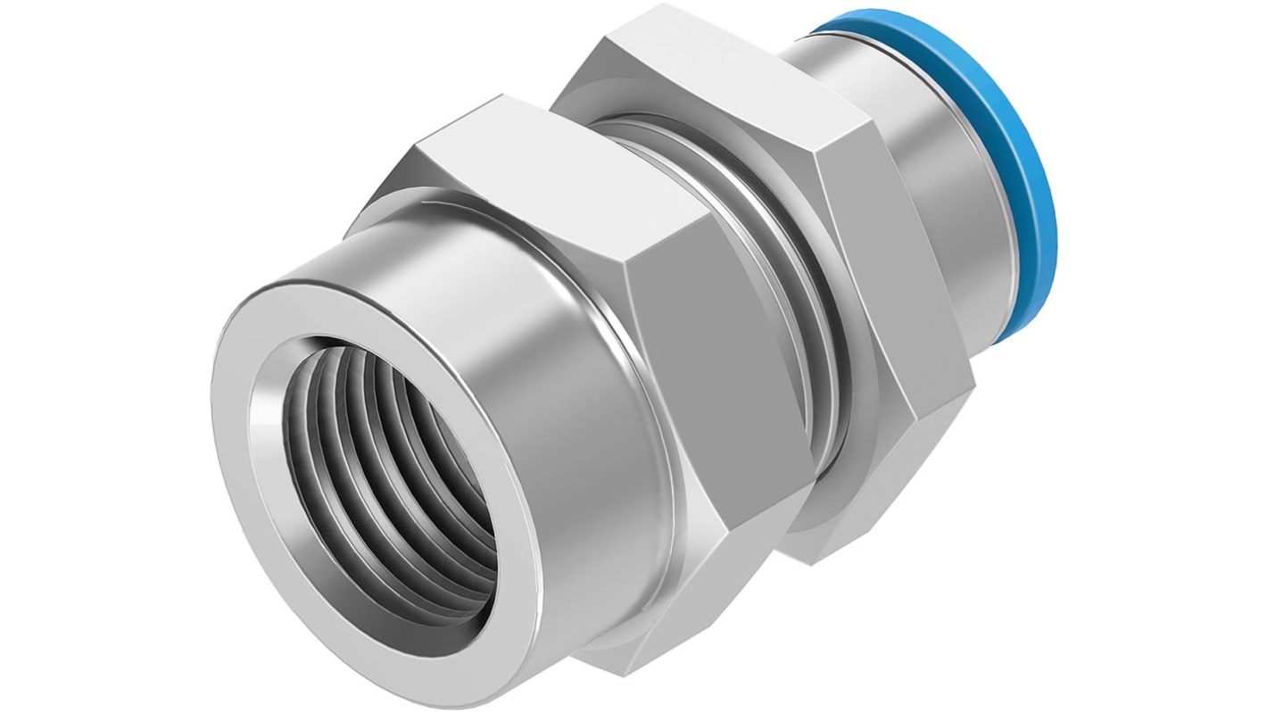 Festo QSSF Series Straight Threaded Adaptor, G 1/4 Female to Push In 8 mm, Threaded-to-Tube Connection Style, 153166