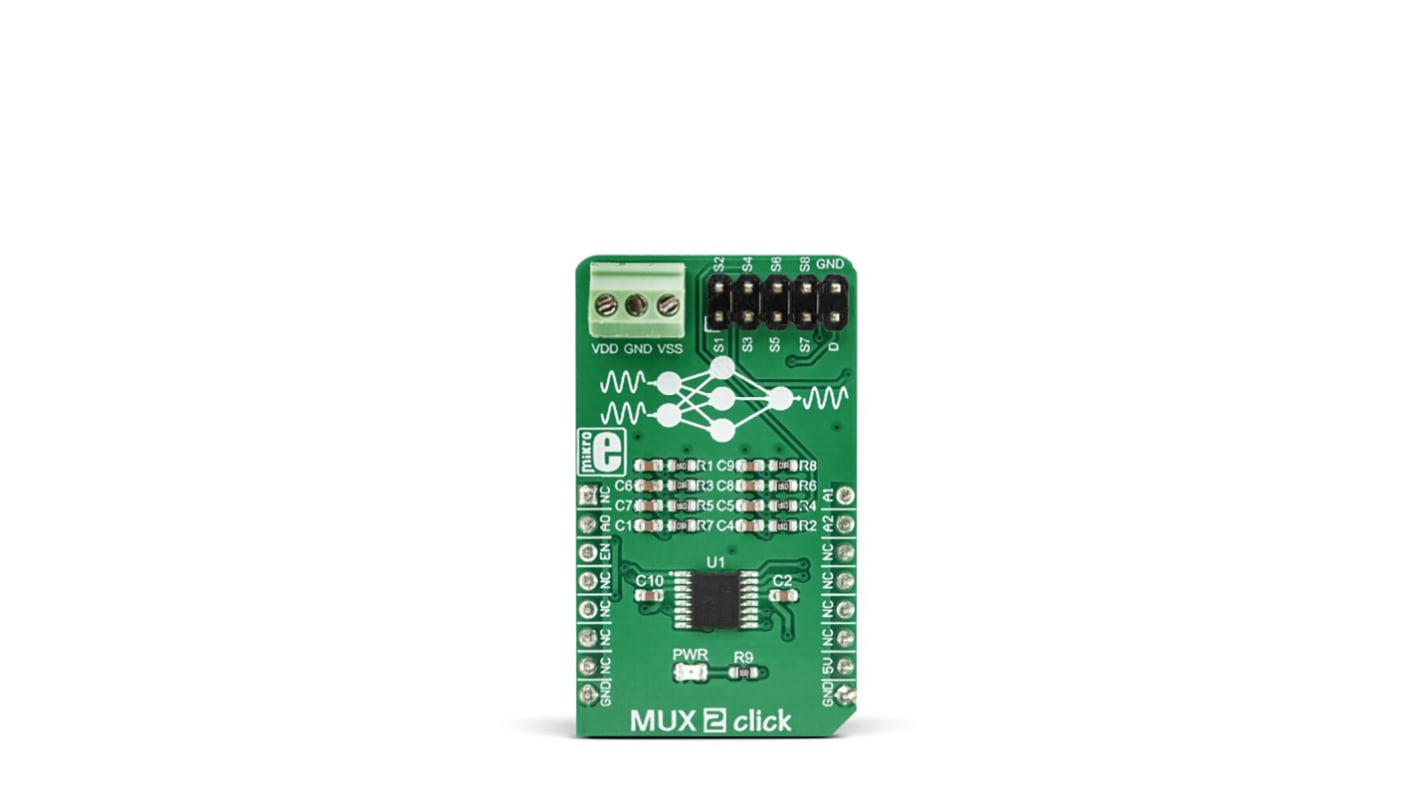 Komunikační a bezdrátový vývojový nástroj, pro MCU, MUX 2 Click Board, MikroElektronika