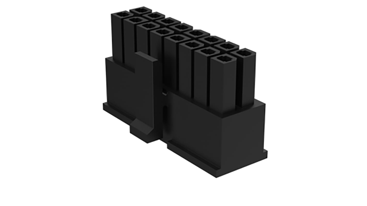 Boitier de connecteur Mâle, 12 contacts sur 2 rangs, pas 3mm, Montage sur câble, série Minitek Pwr