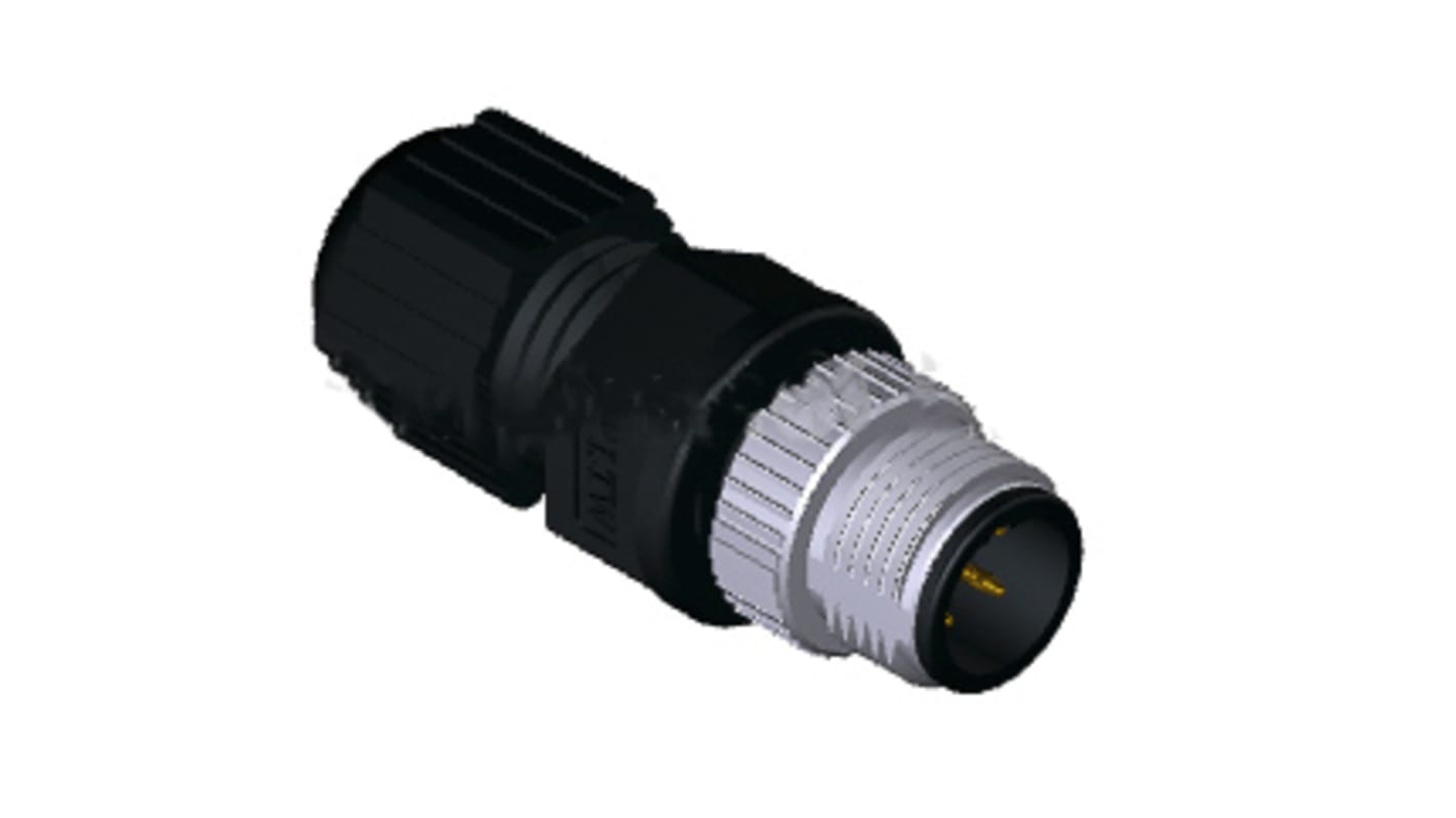 Amphenol Circular Connector, 5 Contacts, Cable Mount, M12 Connector, Plug, Male, IP68, M Series