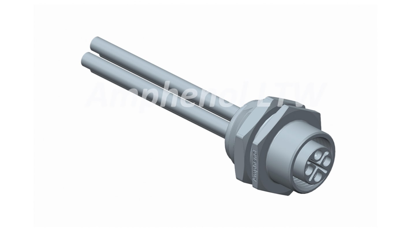 Amphenol Industrial Straight Female 4 way M12 to Unterminated Sensor Actuator Cable, 300mm