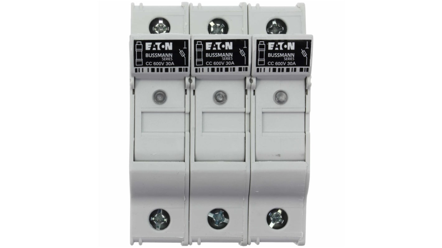 Eaton Sicherungshalter für Hutschienenmontage für 10 x 38mm Sicherungen 30A 600V ac, Serie Eaton Bussman 3P-polig