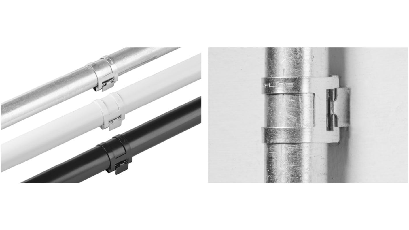 Abrazadera de cable ignífuga RS PRO de Acero , montaje: Tornillo, Ø cable máx. 8mm, 56 x 20 x 8mm