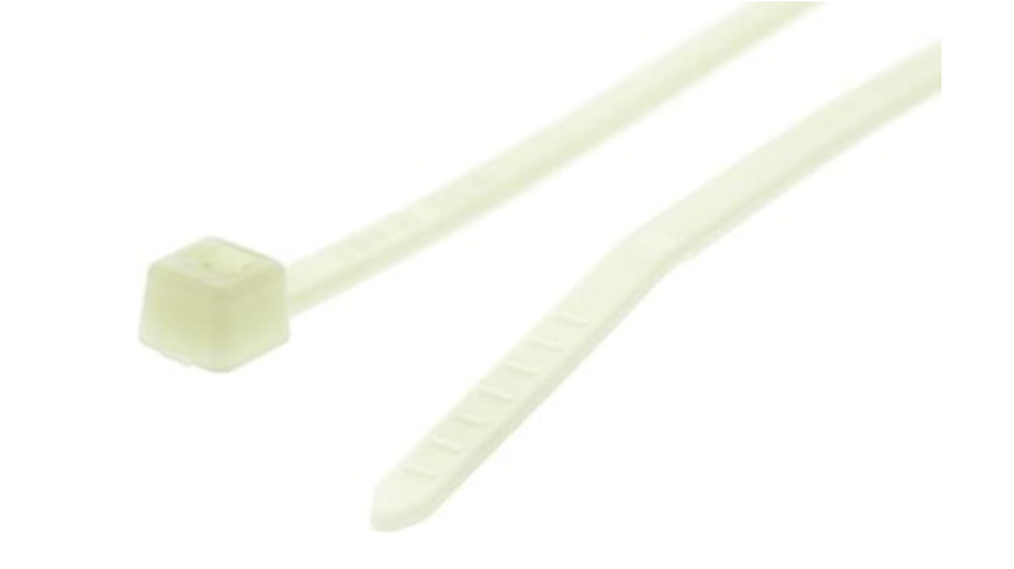 HellermannTyton Cable Tie, 100mm x 2.5 mm, Natural Nylon, Pk-100