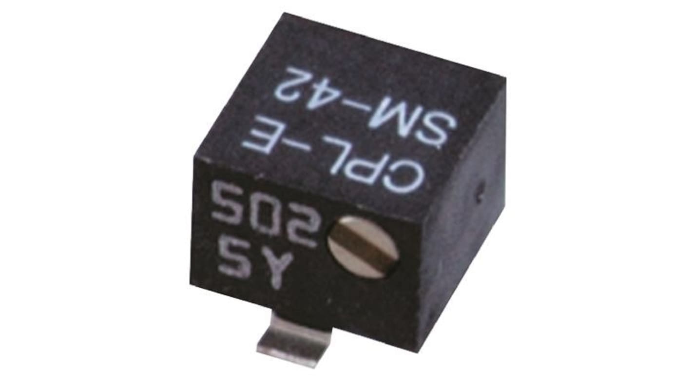 50kΩ, SMD Trimmer Potentiometer 0.25W Side Adjust Nidec Components, SM-42