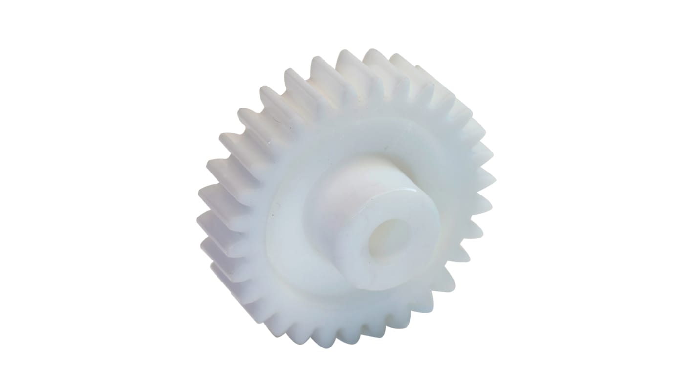 Ingranaggio cilindrico RS PRO, modulo 0.7, 12 denti, passo Ø 8.4mm, semigiunto Ø 6mm, foro Ø 3mm