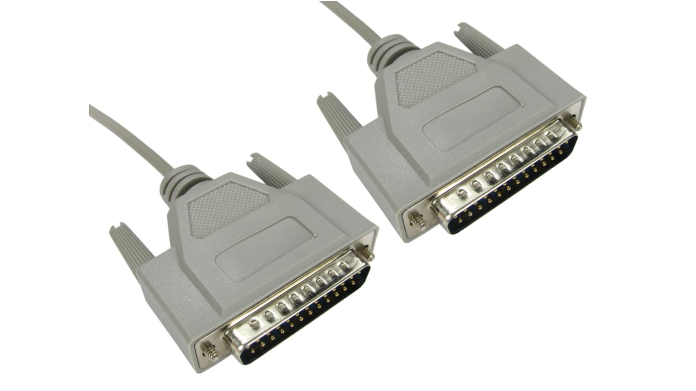 Cable serie RS PRO, long. 10m, color Gris, con. A: Sub-D de 25 contactos Macho, con. B: Sub-D de 25 contactos Macho