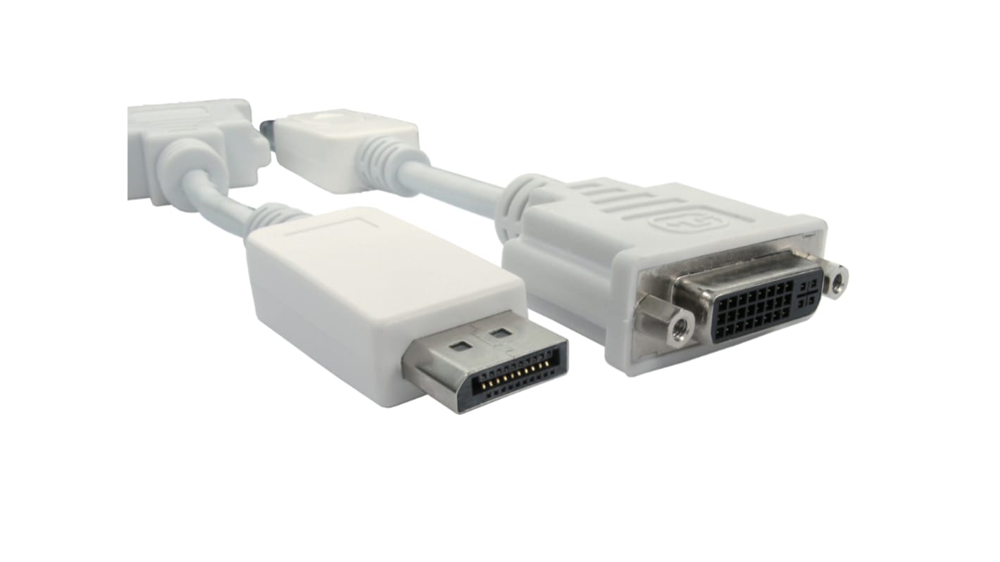 RS PRO Male DisplayPort to Female DVI-I Dual Link, PVC  Cable, 150mm