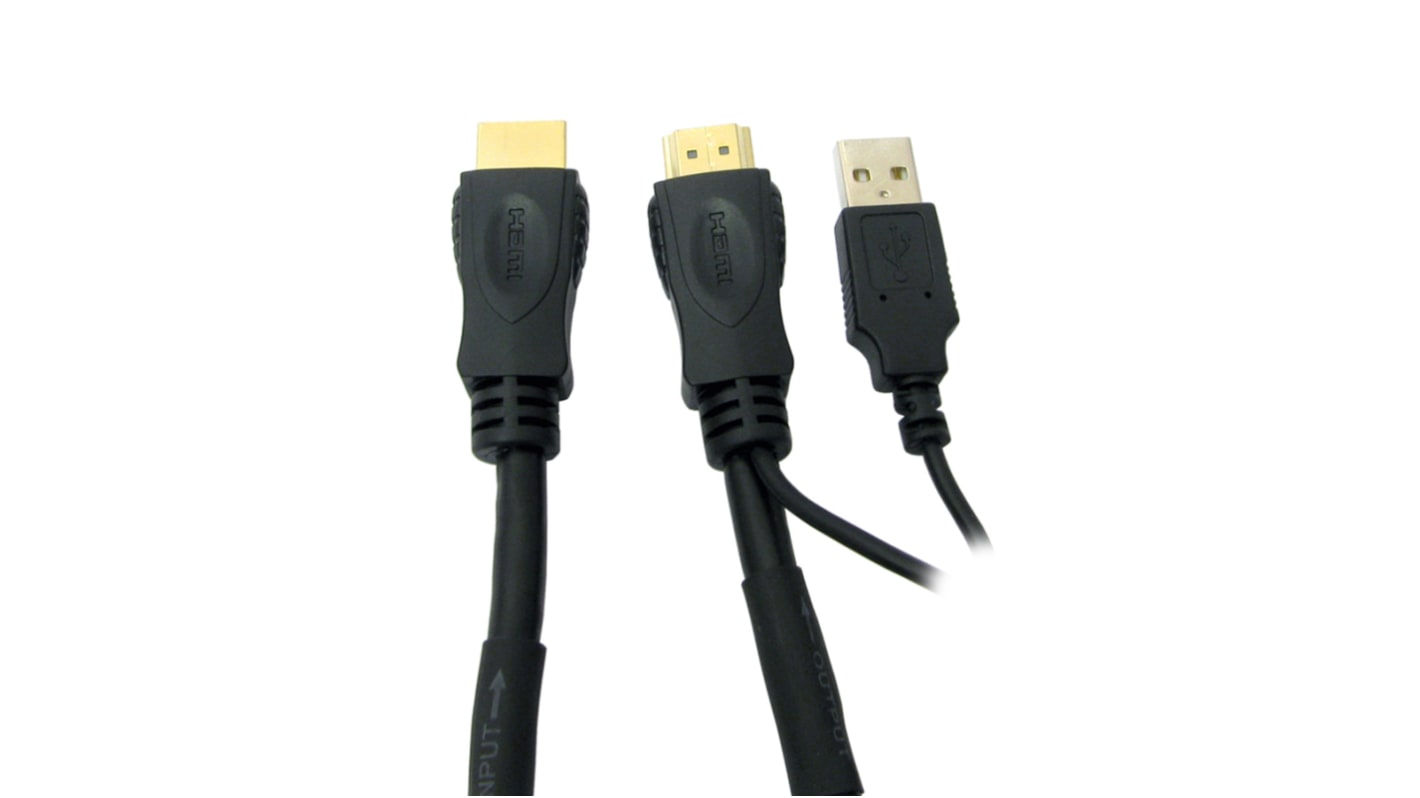 RS PRO HDMI-Kabel A HDMI Stecker B HDMI Stecker Hohe Geschwindigkeit 1080p max., 15m, Schwarz