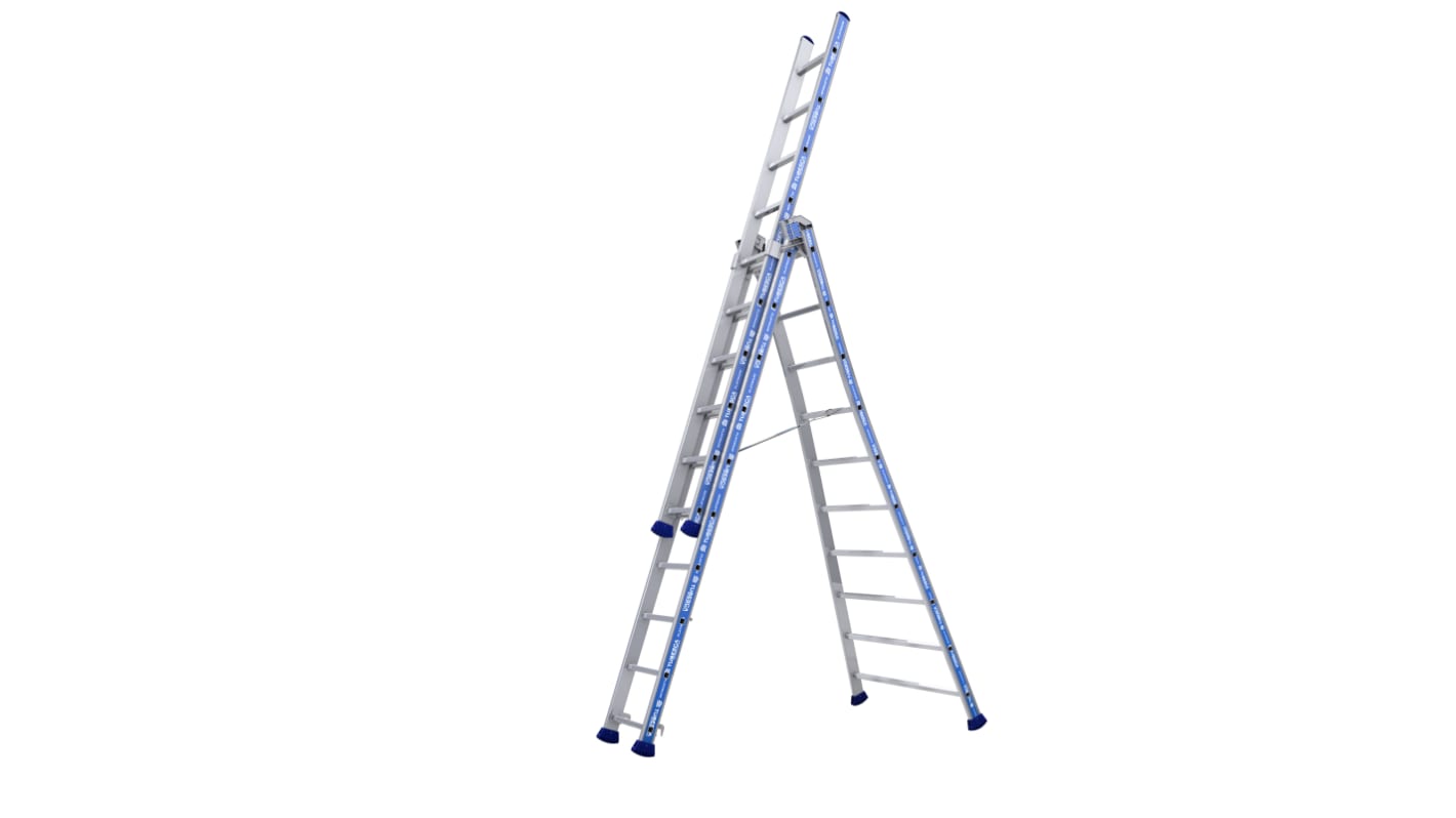 TUBESCA Aluminium Combination Ladder 30 steps 6.85m open length