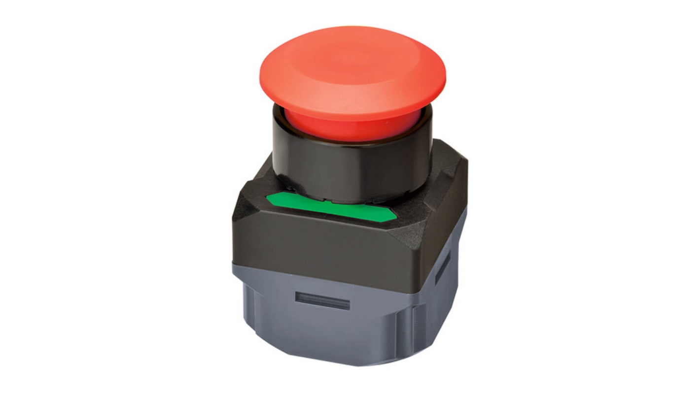 Unidad completa de botón pulsador Omron A2W, color de botón Negro, IP65