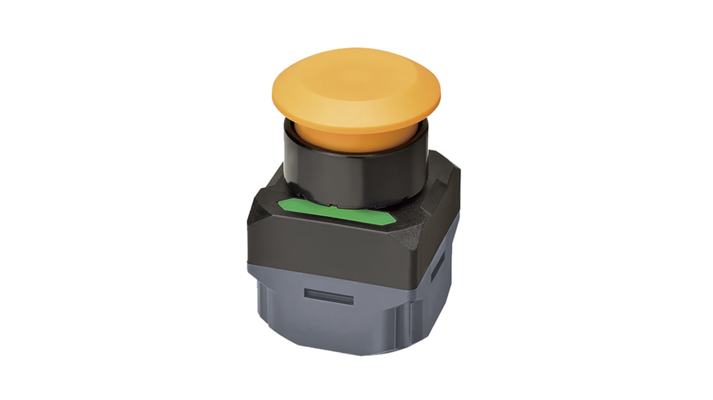 Unidad completa de botón pulsador Omron A2W, color de botón Amarillo, IP65