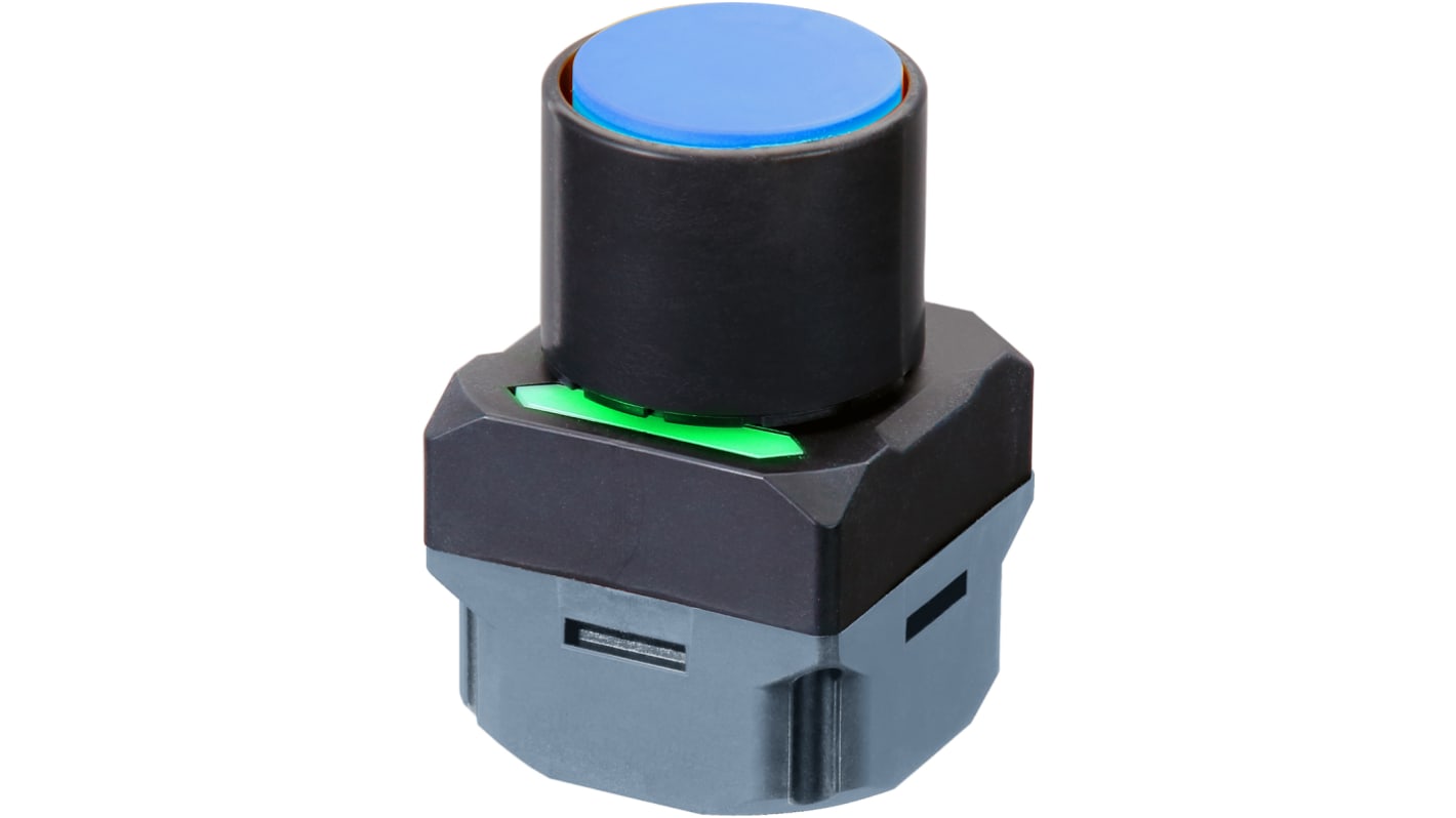 Unidad completa de botón pulsador Omron A2W, color de botón Azul, IP65