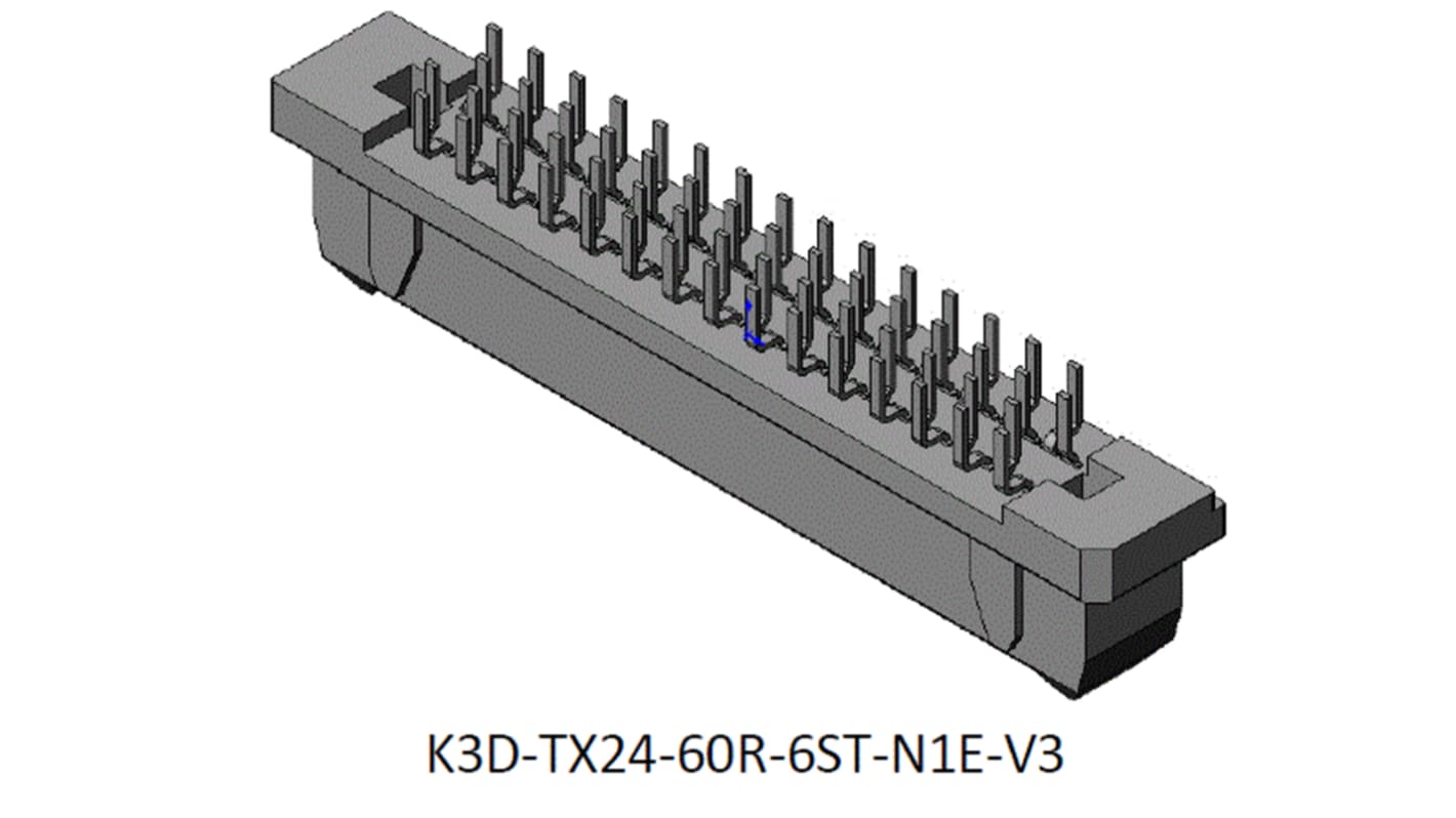 JAE PCB aljzat Nyák - Nyák TX24 sorozatú 1.27mm 60 érintkezős, 2 soros , Egyenes, Furatszerelt