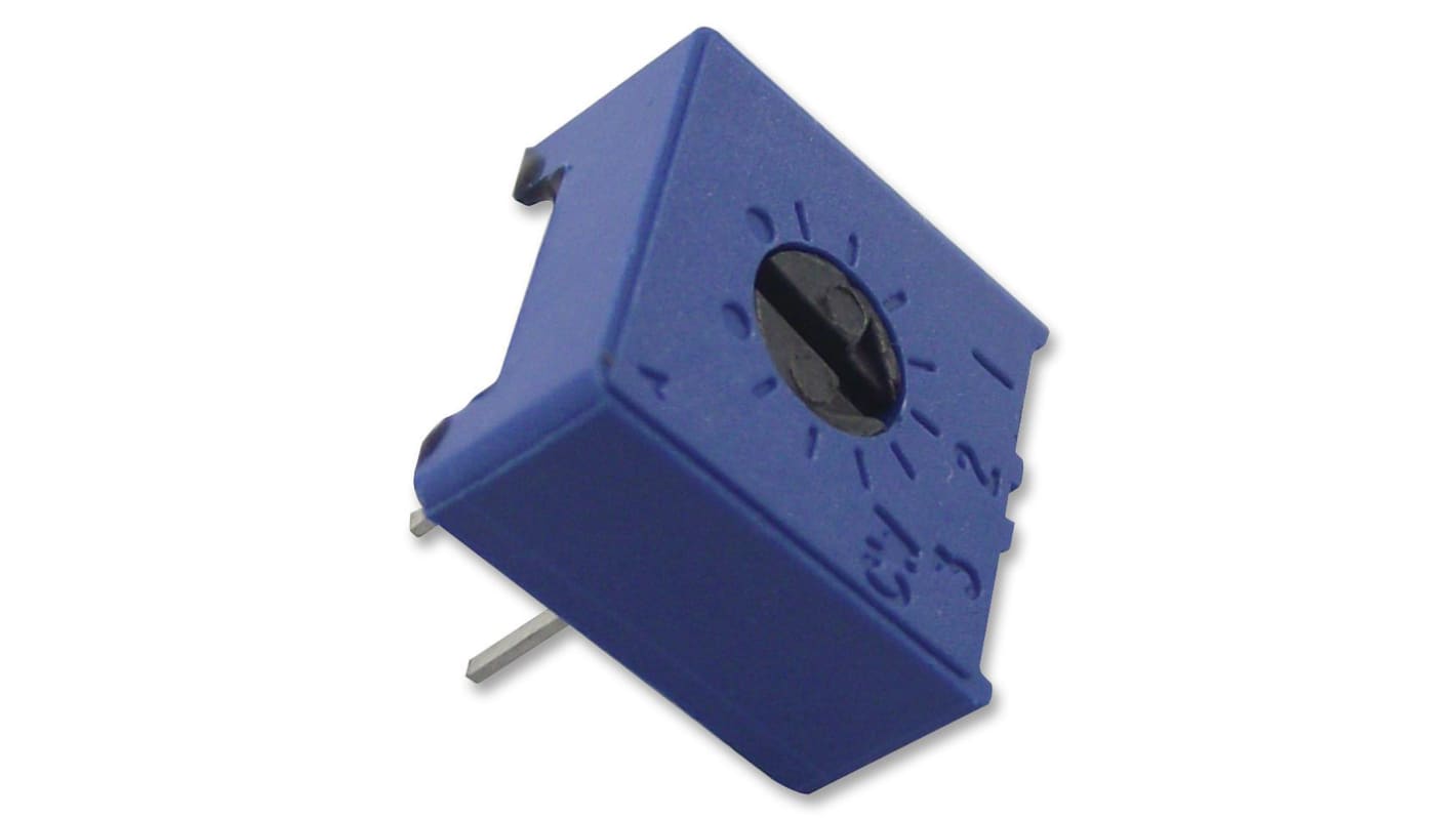 Potenciómetro para PCB Vishay serie 63P, 100kΩ máximo, ±10%, ±100ppm/°C, 0.5W, Montaje en orificio pasante