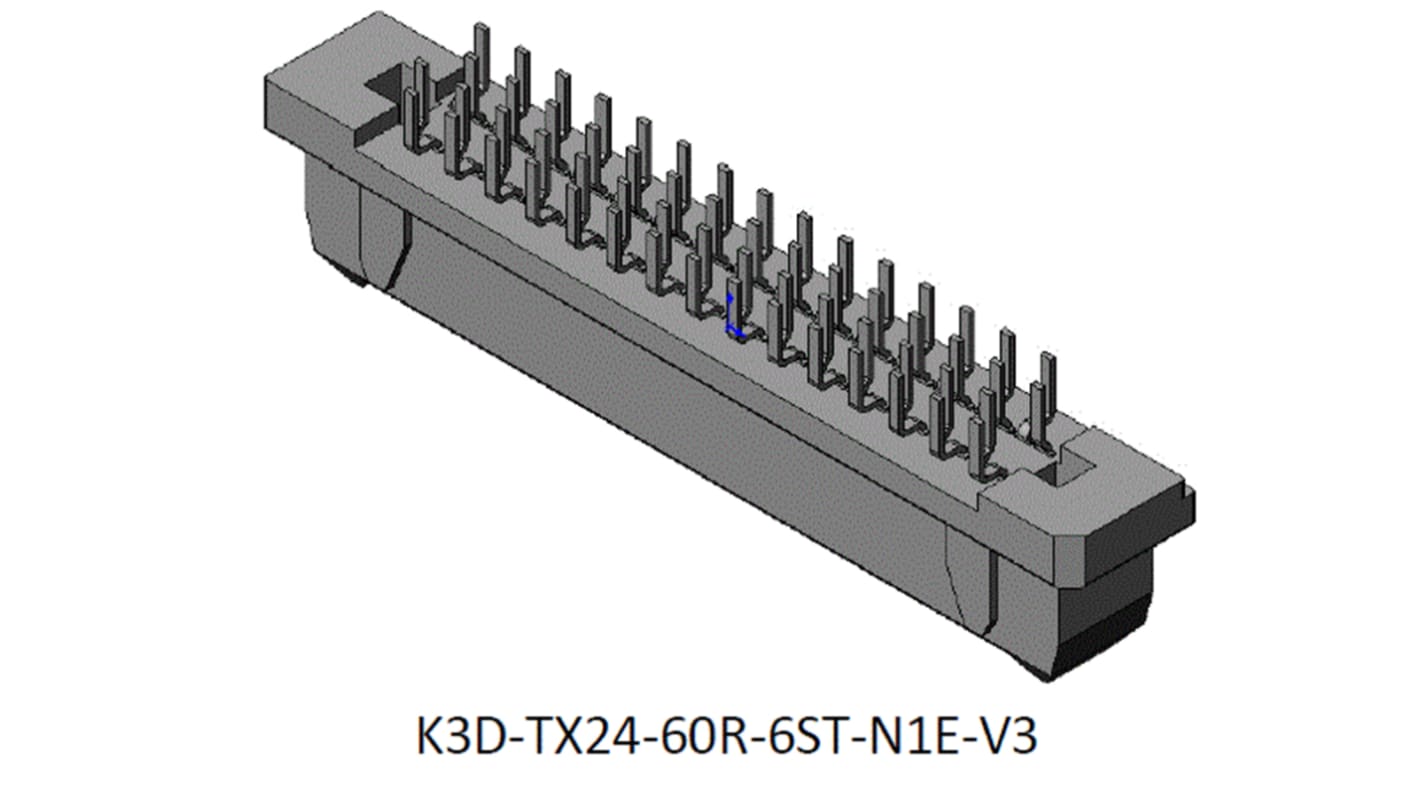 Conector hembra para PCB JAE serie TX24, de 60 vías en 2 filas, paso 1.27mm, 500.0 V., 1.0A, , montaje orificio