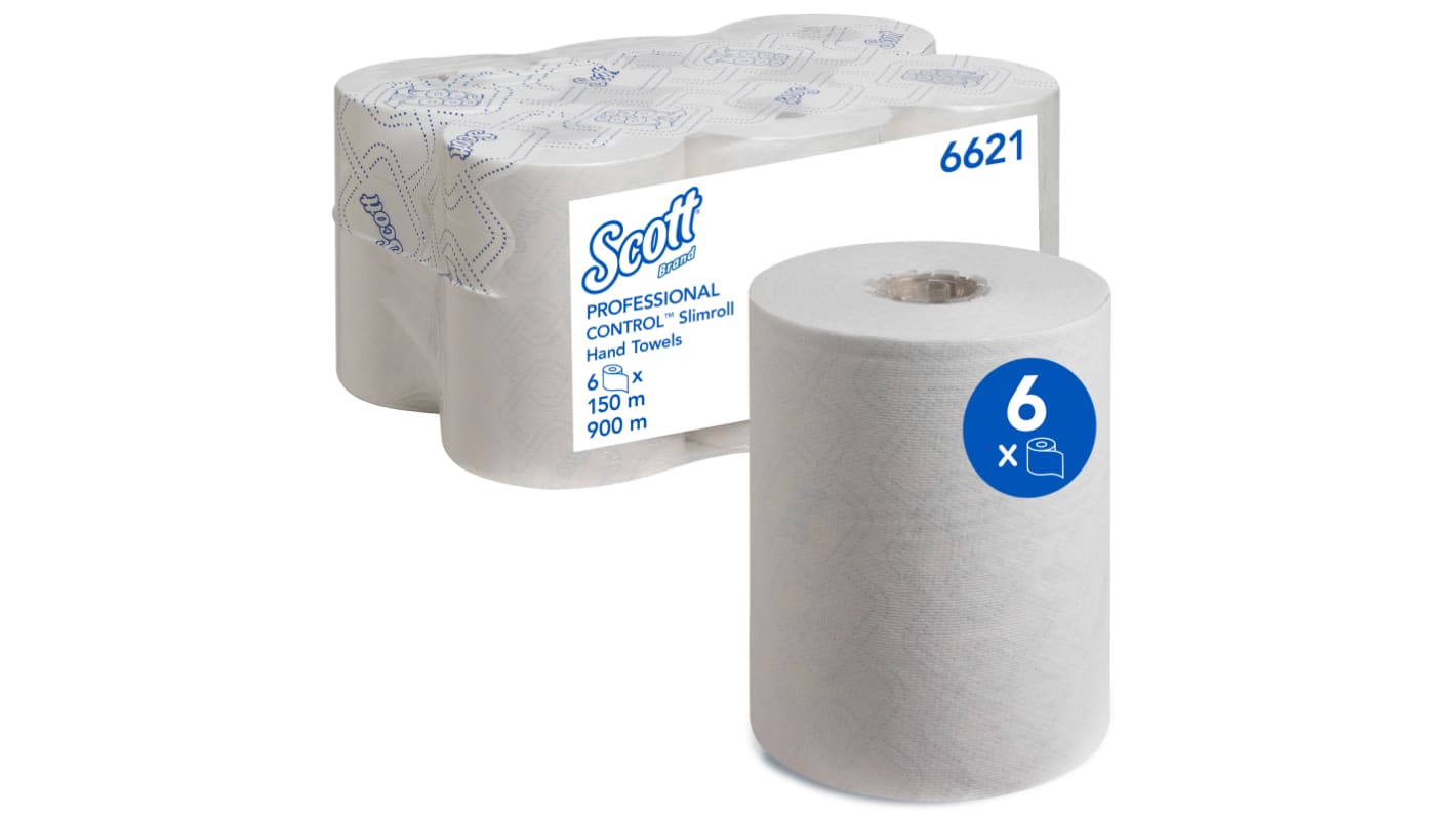 Kimberly Clark Scott Control Handreinigungstücher, 1 Lagig, Weiß, 150000 x 198mm, 1 Tücher pro Packung