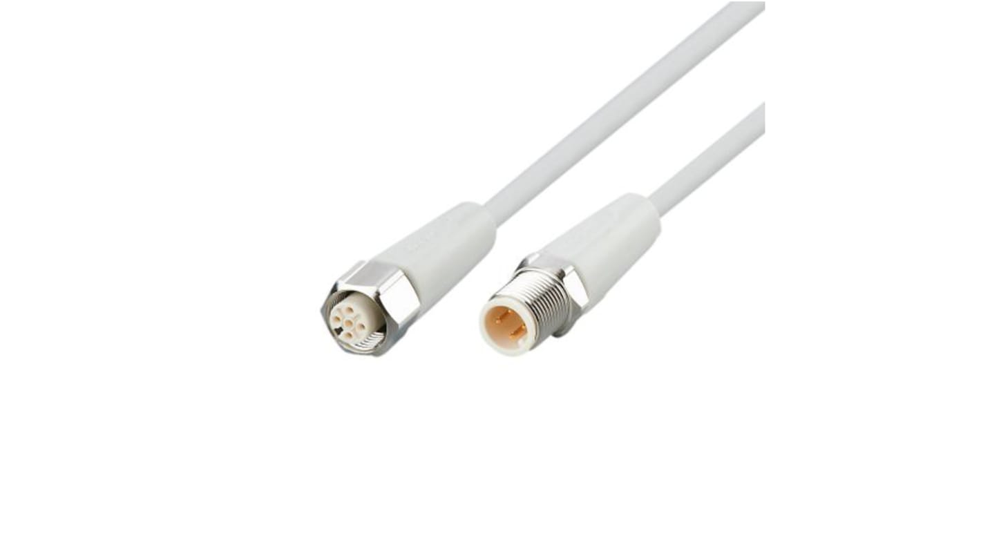 Cable de conexión ifm electronic, con. A M12 Hembra, 4 polos, con. B M12 Macho, 5 polos, long. 2m, 250, 300 V., 4 A,