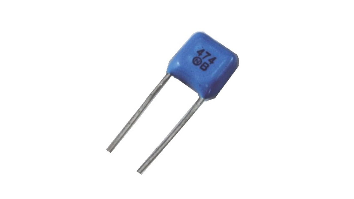 Condensador de poliéster PET NISSEI, 1.5μF, ±5%, 50V dc, Montaje en orificio pasante