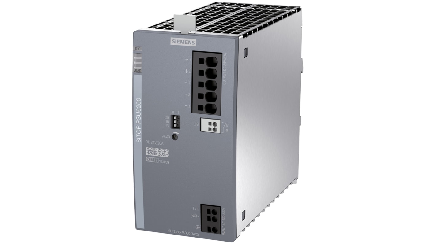 Siemens SITOP PSU6200 Switch Mode DIN Rail Power Supply, 120 → 230 V ac / 120 → 240V dc ac, dc Input, 24V