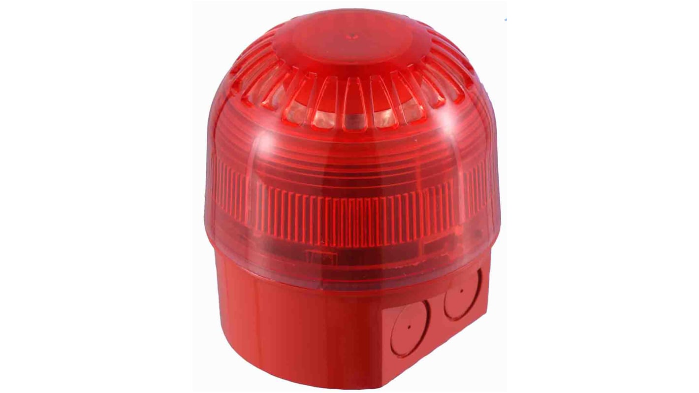 Indicator luminoso y acústico LED Klaxon, 17 → 60 V dc, Rojo, 106dB @ 1m, IP65