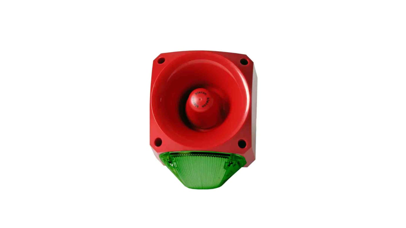 Segnalatore acustico e luminoso Klaxon, Verde, 10 → 60 V c.c., 113dB a 1 m, IP66