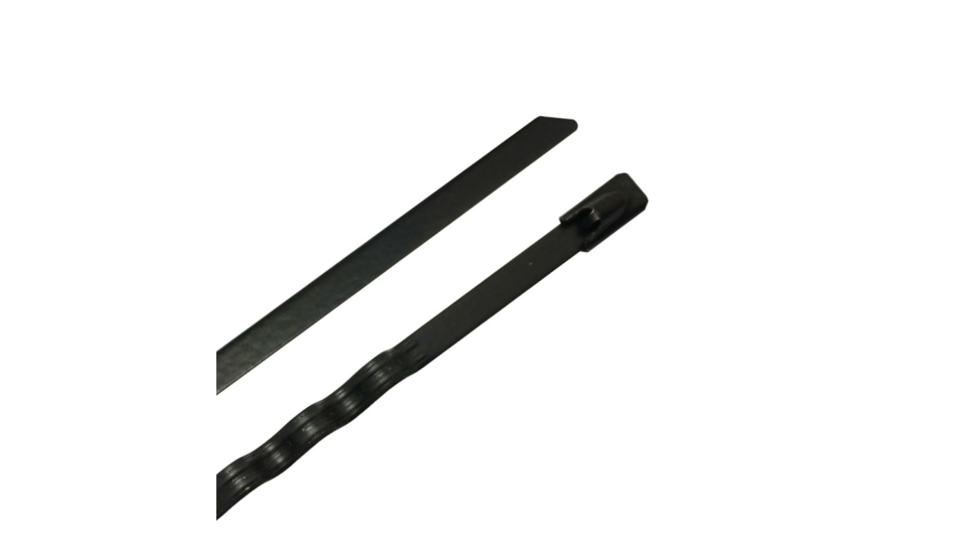 RS PRO Cable Tie, 100mm x 4.6 mm, Black 316 Stainless Steel