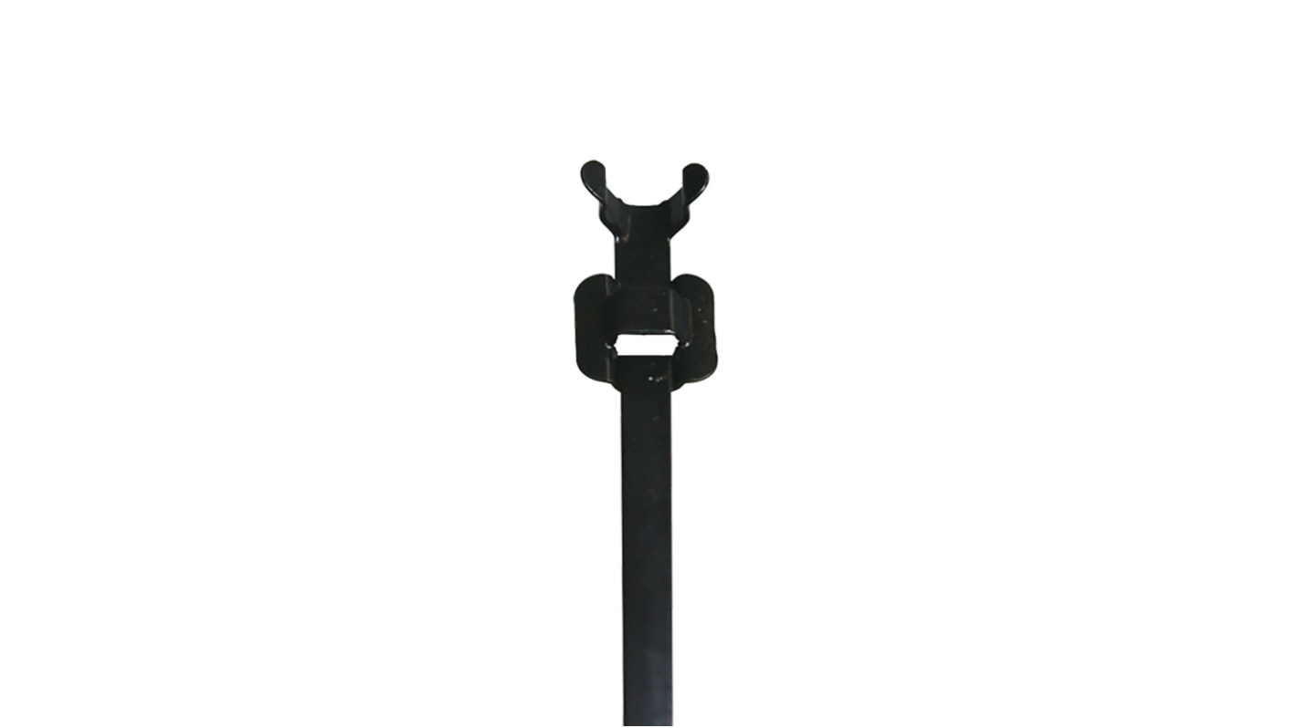 RS PRO Cable Tie, Releasable, 230mm x 6.8 mm, Black 316 Stainless Steel