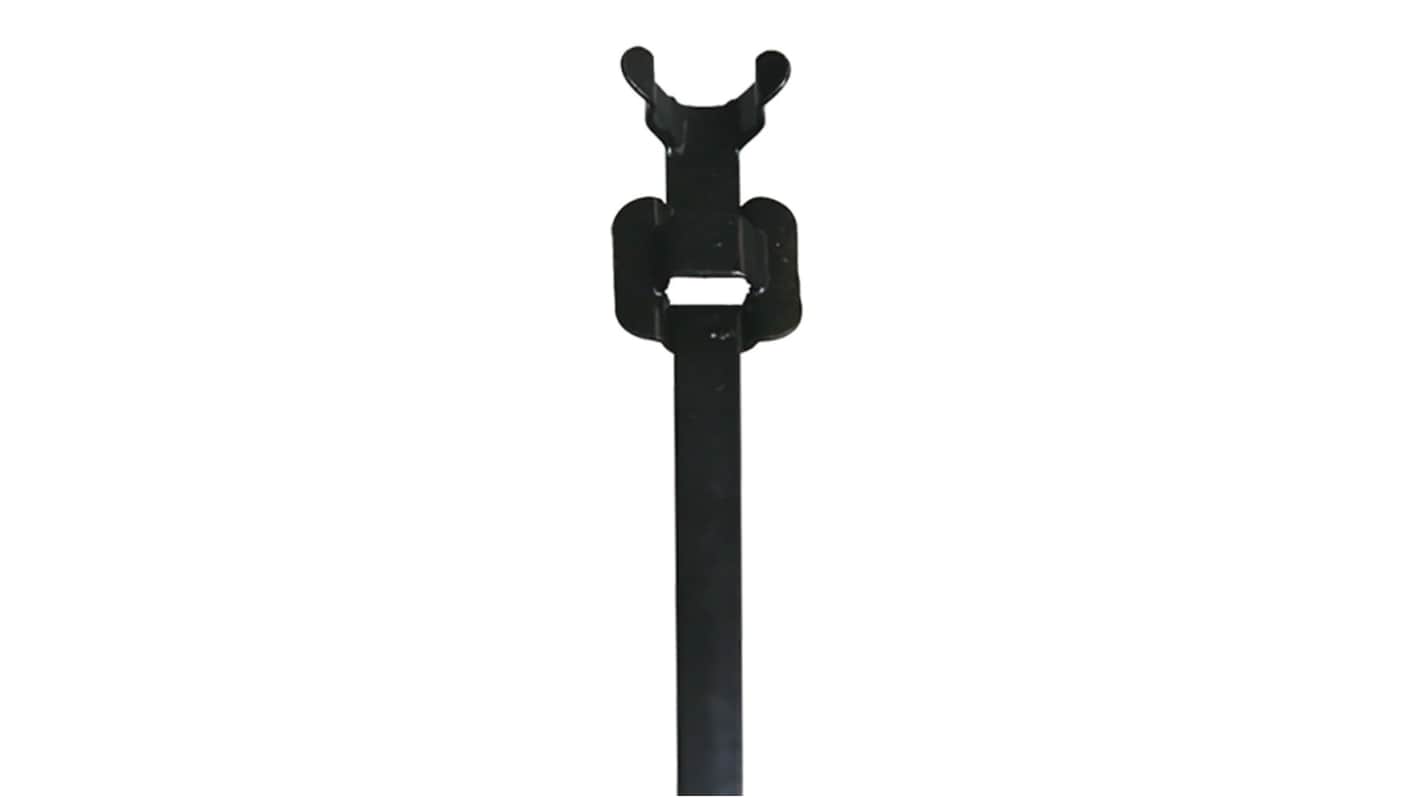 RS PRO Cable Tie, Releasable, 230mm x 6.8 mm, Black 316 Stainless Steel
