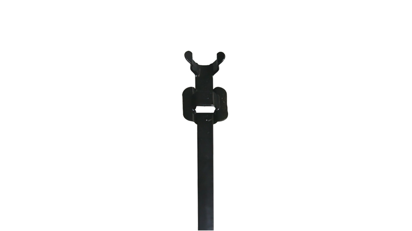 RS PRO Cable Tie, Releasable, 330mm x 6.8 mm, Black 316 Stainless Steel