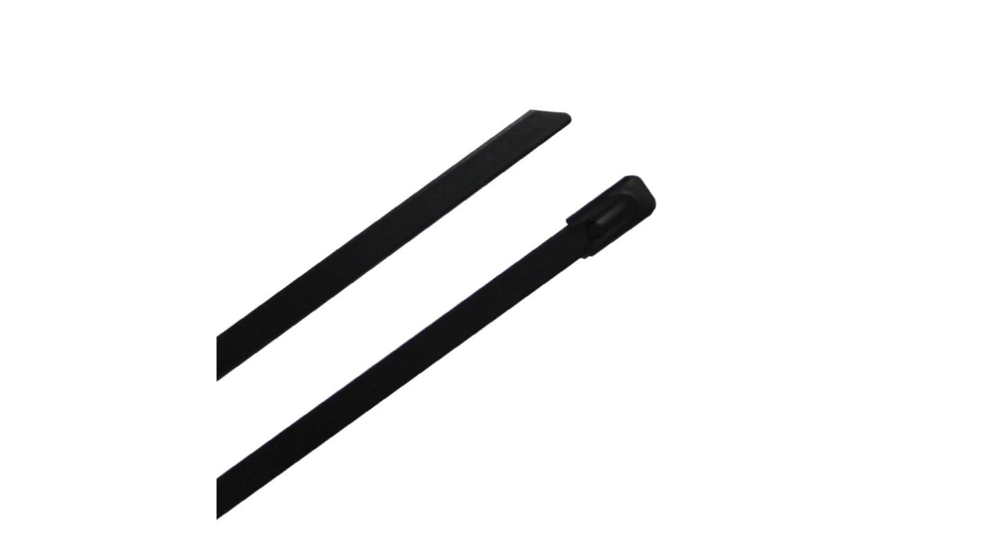 RS PRO Cable Tie, Ball Lock, 360mm x 4.6 mm, Black 316 Stainless Steel