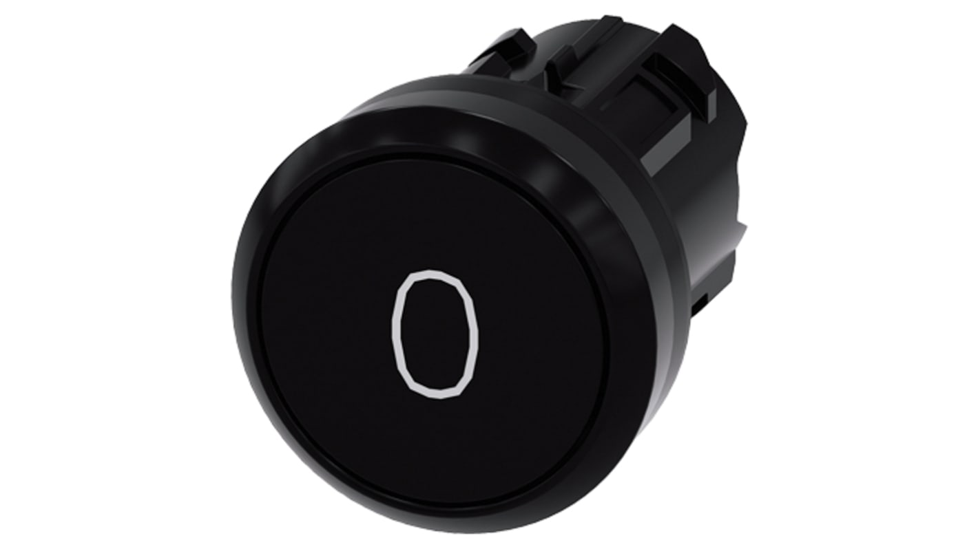 Siemens 3SU1000 Series Black Momentary Push Button Head, 22mm Cutout, IP66, IP67, IP69K