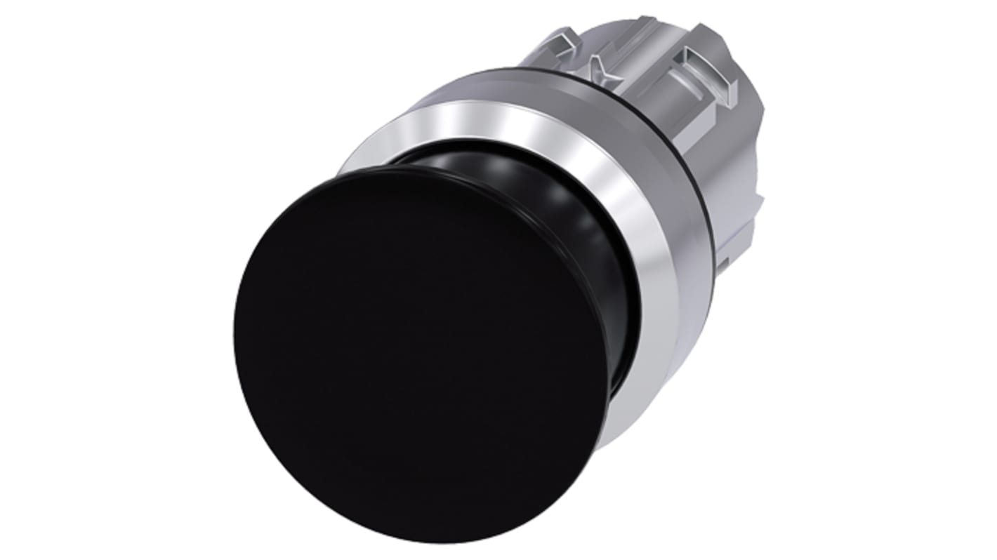 Siemens 3SU1050 Series Black Momentary Push Button Head, 22mm Cutout, IP66, IP67, IP69K