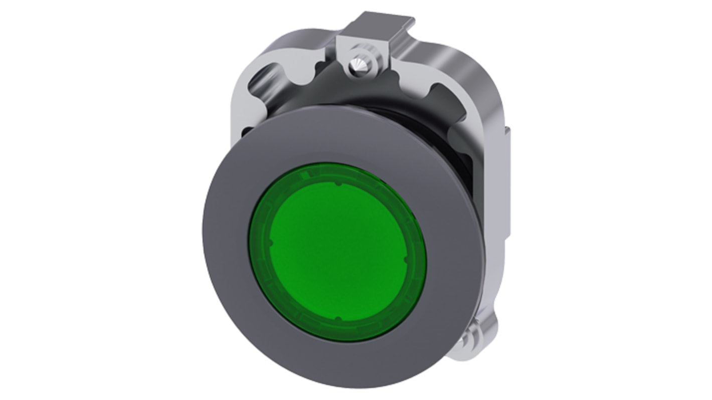 Siemens 3SU1061 Series Green Latching Push Button Head, 22mm Cutout, IP66, IP67, IP69K