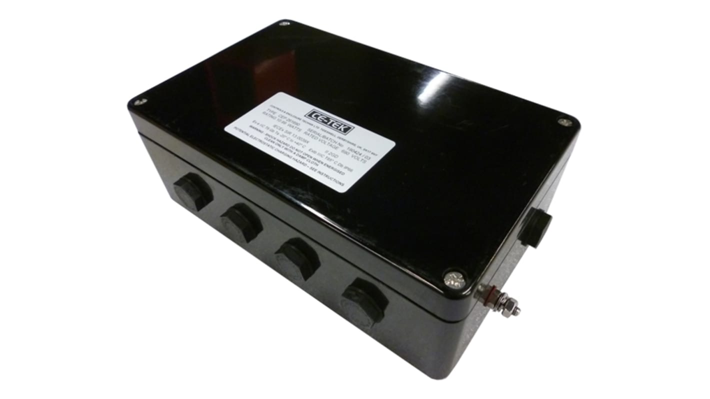 CE-TEK CEP Series Black Polyester Junction Box, IP66, IECEx, 160 x 90 x 260mm