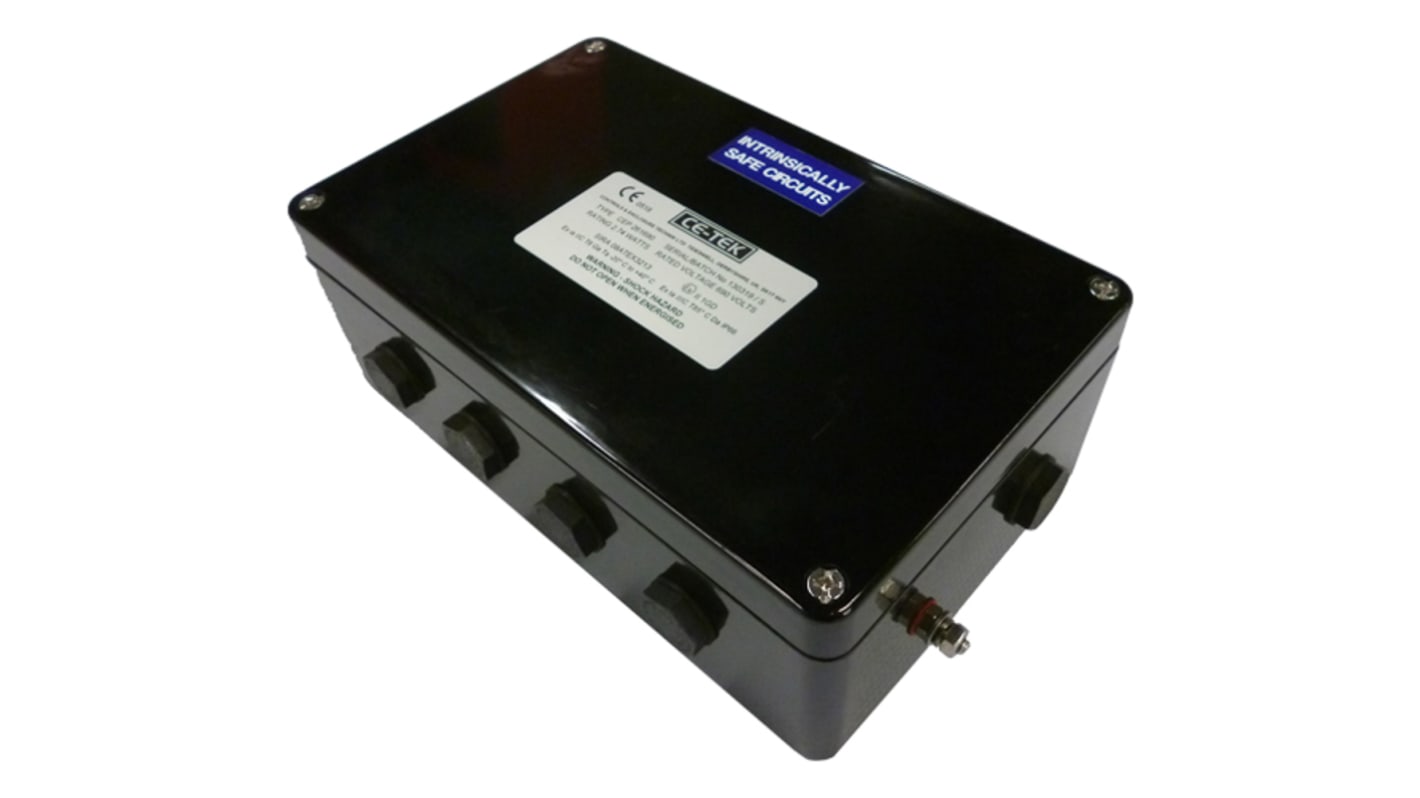 CE-TEK CEP Series Black Polyester Junction Box, IP66, 26 Terminals, ATEX, 160 x 90 x 260mm