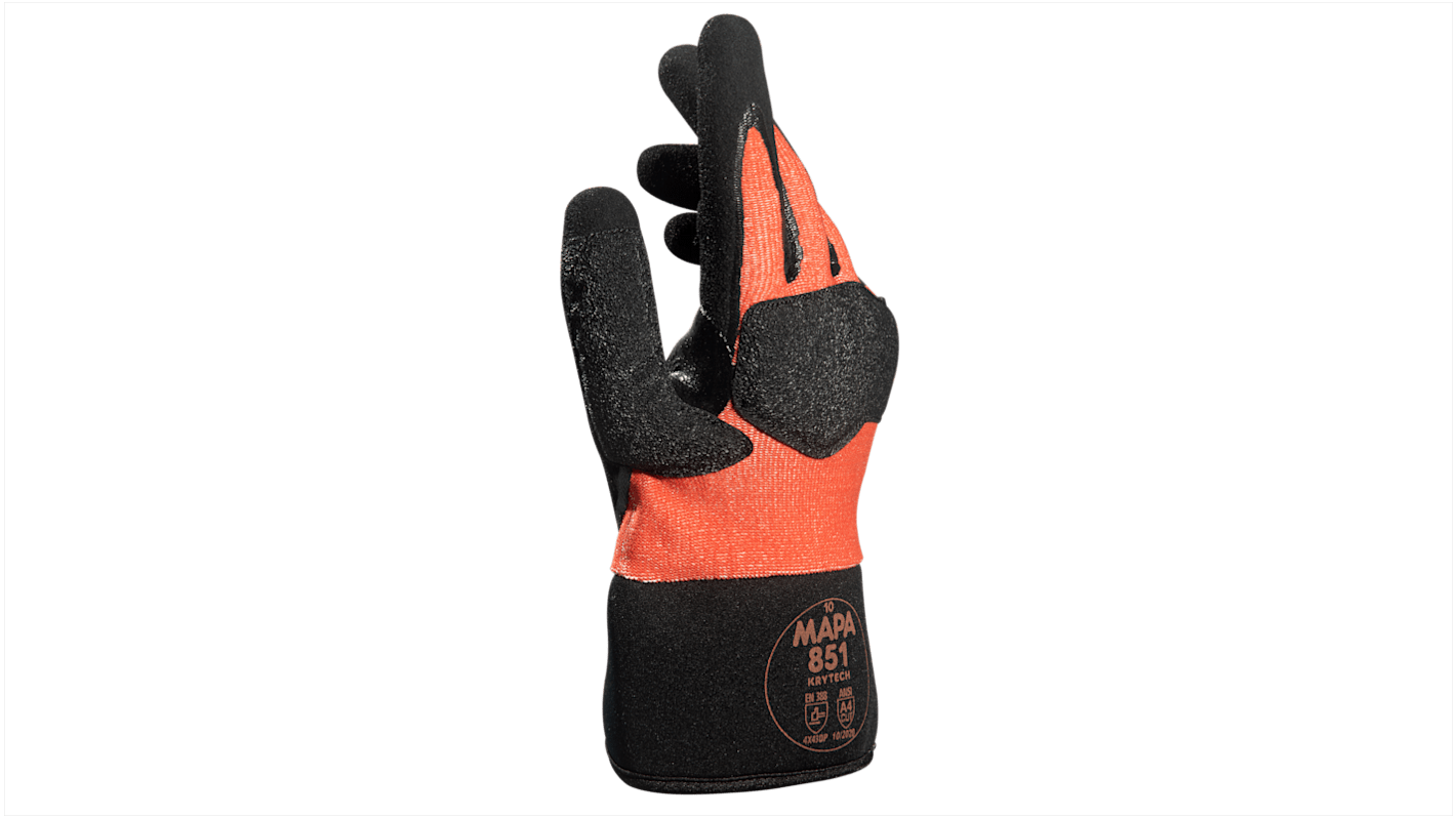 Mapa KRYTECH 851 Orange HPPE Cut Resistant Work Gloves, Size 7, Small, Nitrile Coating