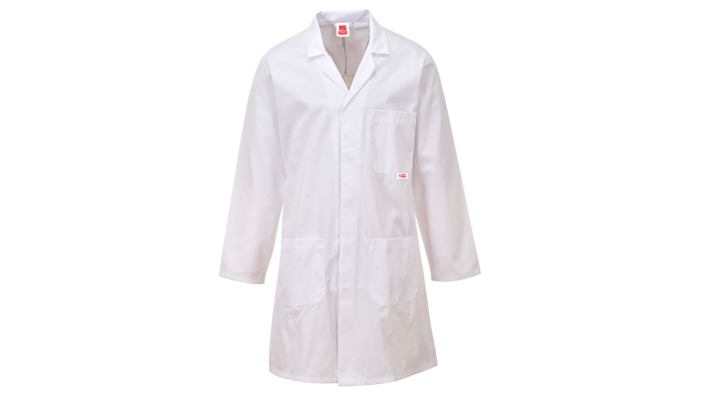 Laboratorní plášť, Bílá Unisex, SC: S, Odolné vůči chemikáliím 3, Polyester, Bavlna Opakovaně použitelné