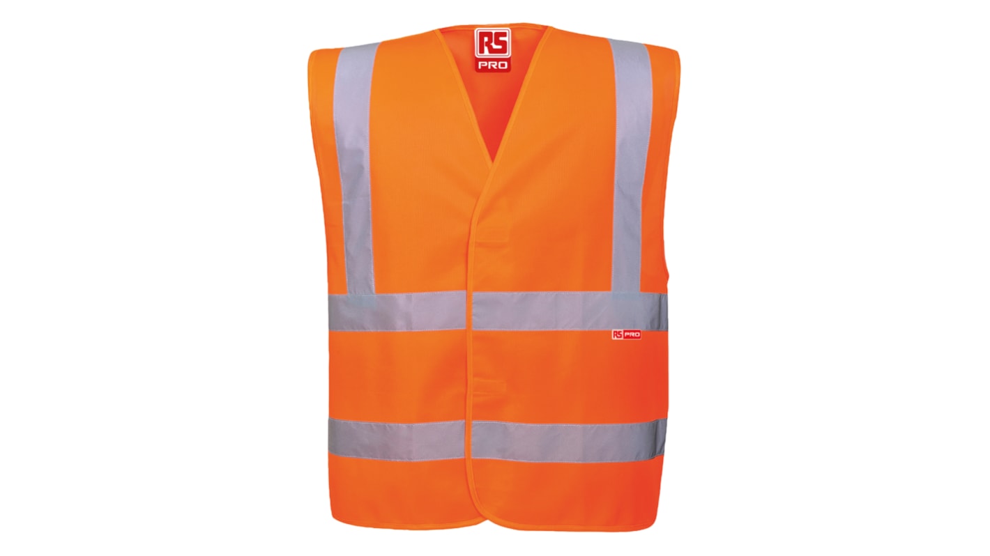 Gilet haute visibilité Orange Microporeux (respirant) RS PRO, taille S à M, Crochets et boucles