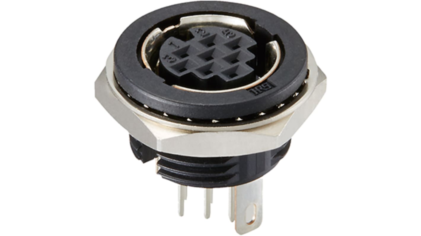 Hirose Circular Connector, 8 Contacts, Through Hole, Miniature Connector, Socket, Female, HR12 Series