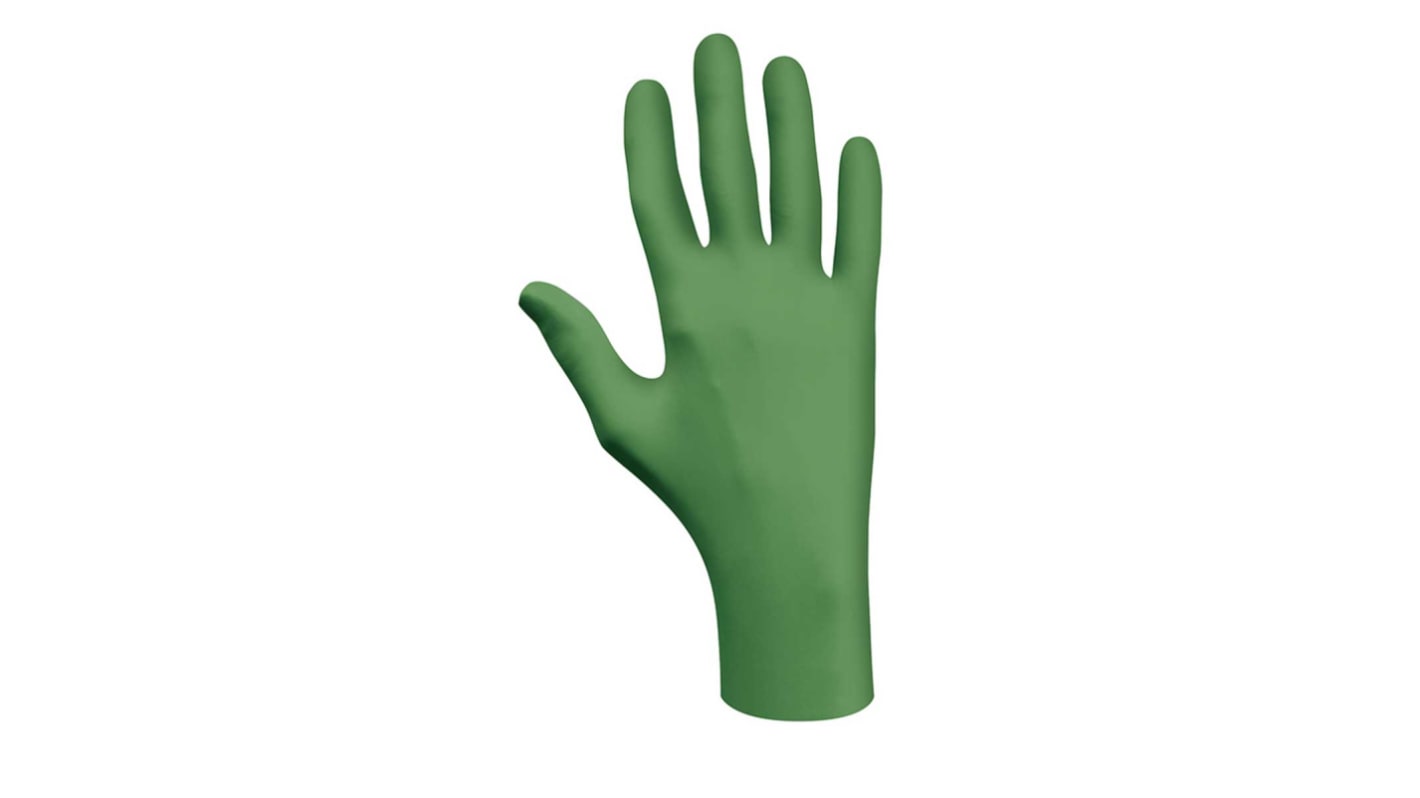 Showa 6110PF Green Powder-Free Nitrile Disposable Gloves, Size 10, XL, Food Safe, 100 per Pack