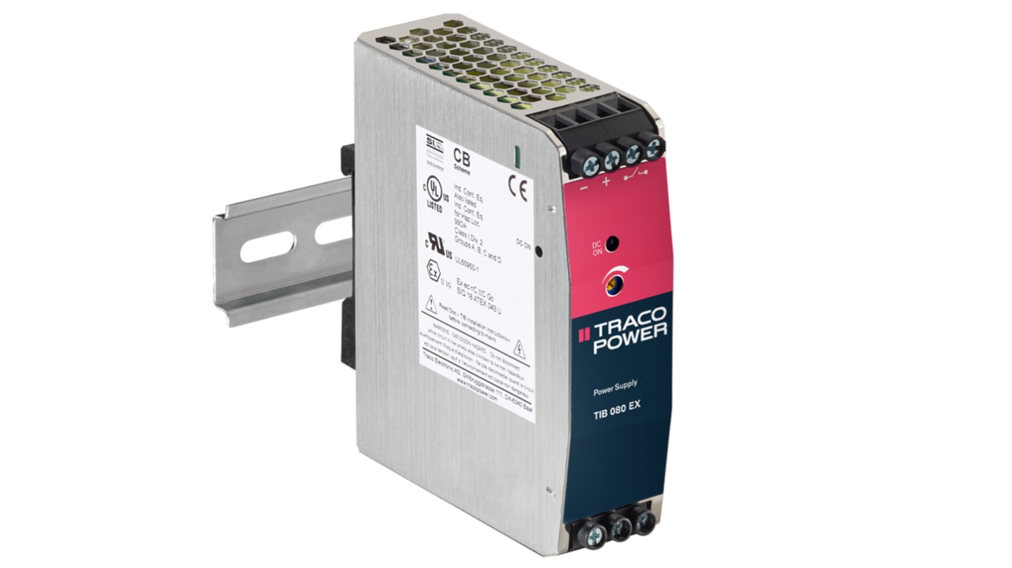 TRACOPOWER TIB 080 DIN Rail Power Supply, 85 → 264V ac ac Input, 48V dc dc Output, 1.7A Output, 80W