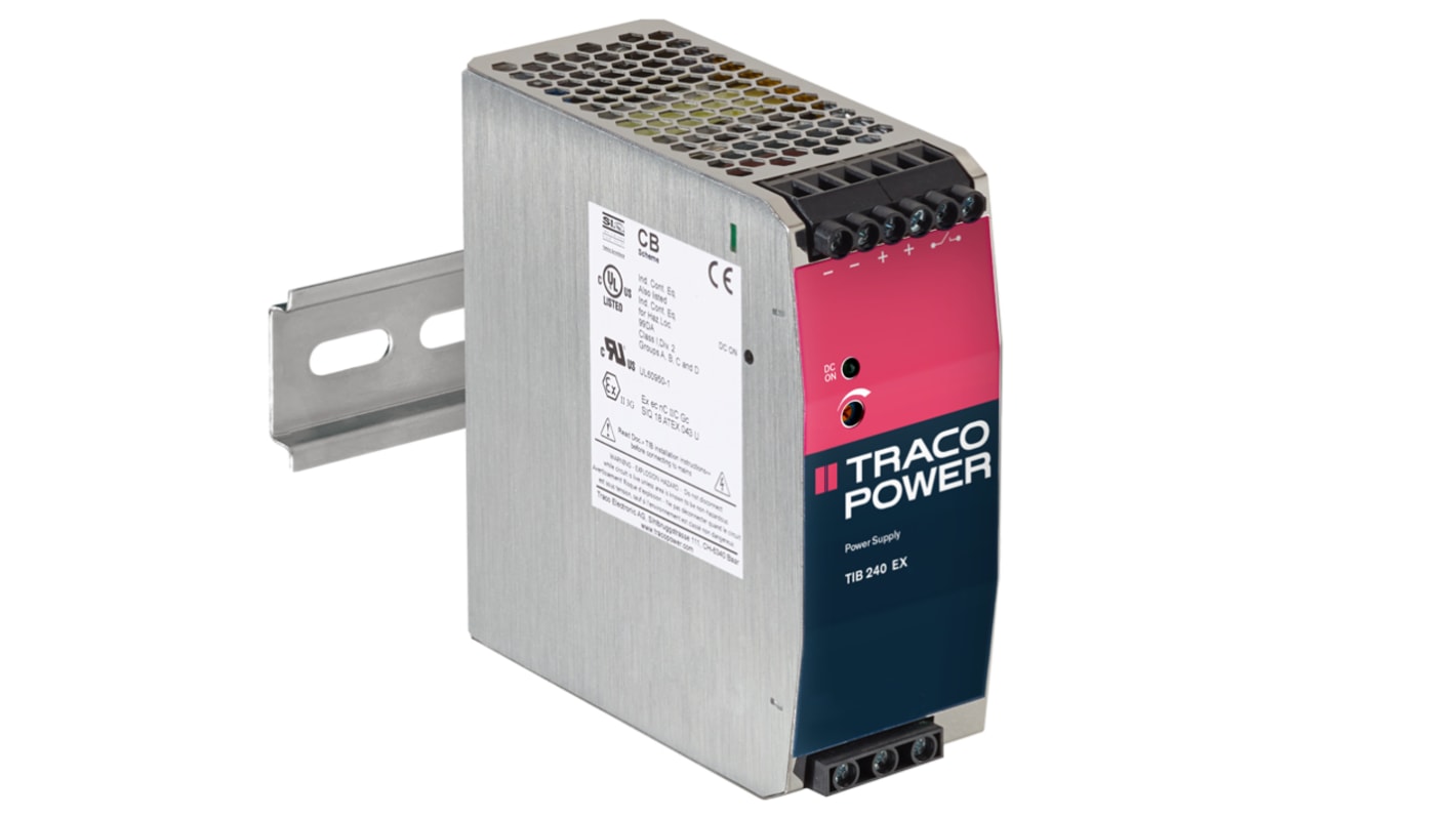 TRACOPOWER TIB 240-EX -Phasen Linear DIN-Schienen Netzteil 240W, 85 → 264V ac, 24V dc / 10A