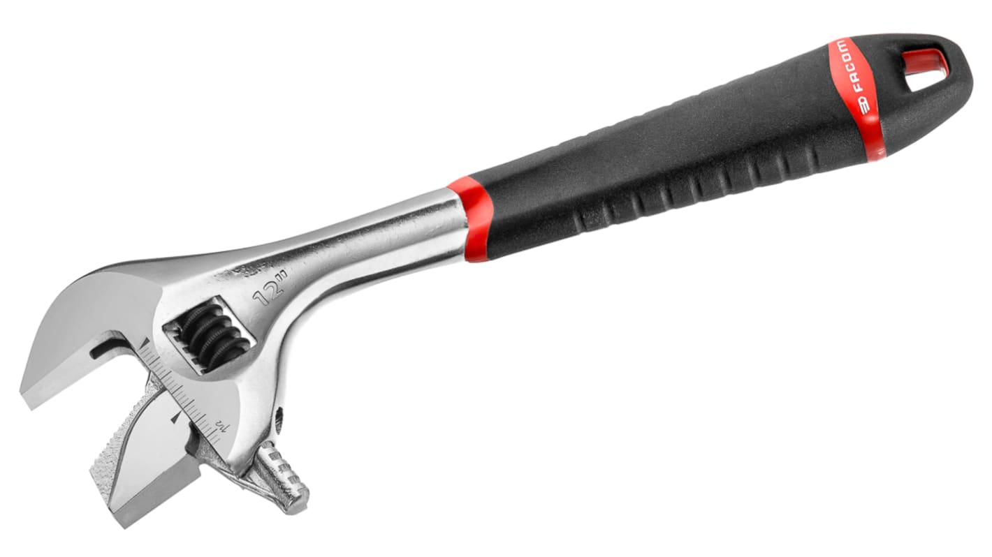 Facom Adjustable Spanner, 301 mm Overall, 41mm Jaw Capacity, Metal Handle