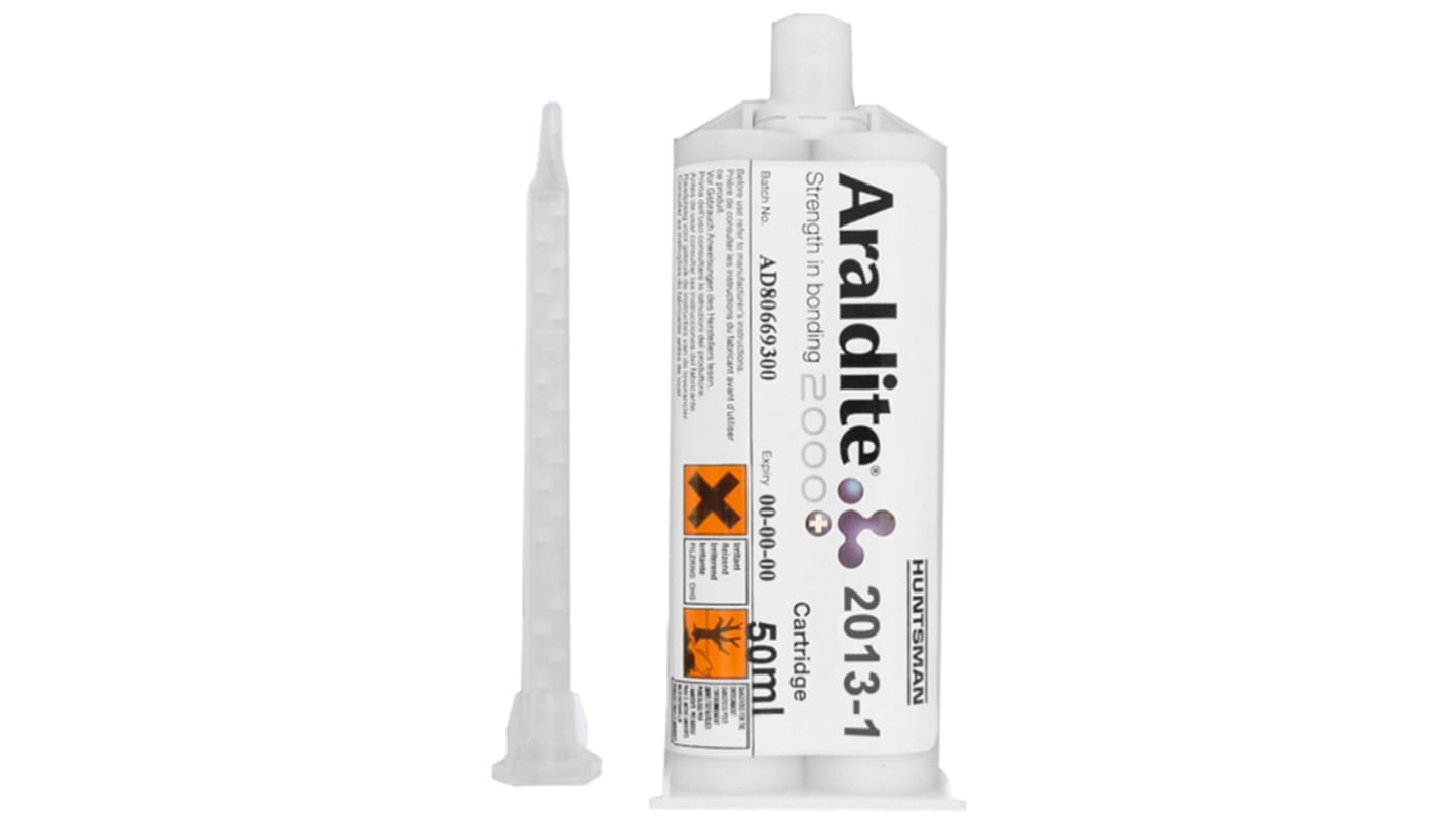 Adhesivo epoxi Araldite 2013-1 de color Gris, Cartucho doble de 50 ml, curado en 30 h