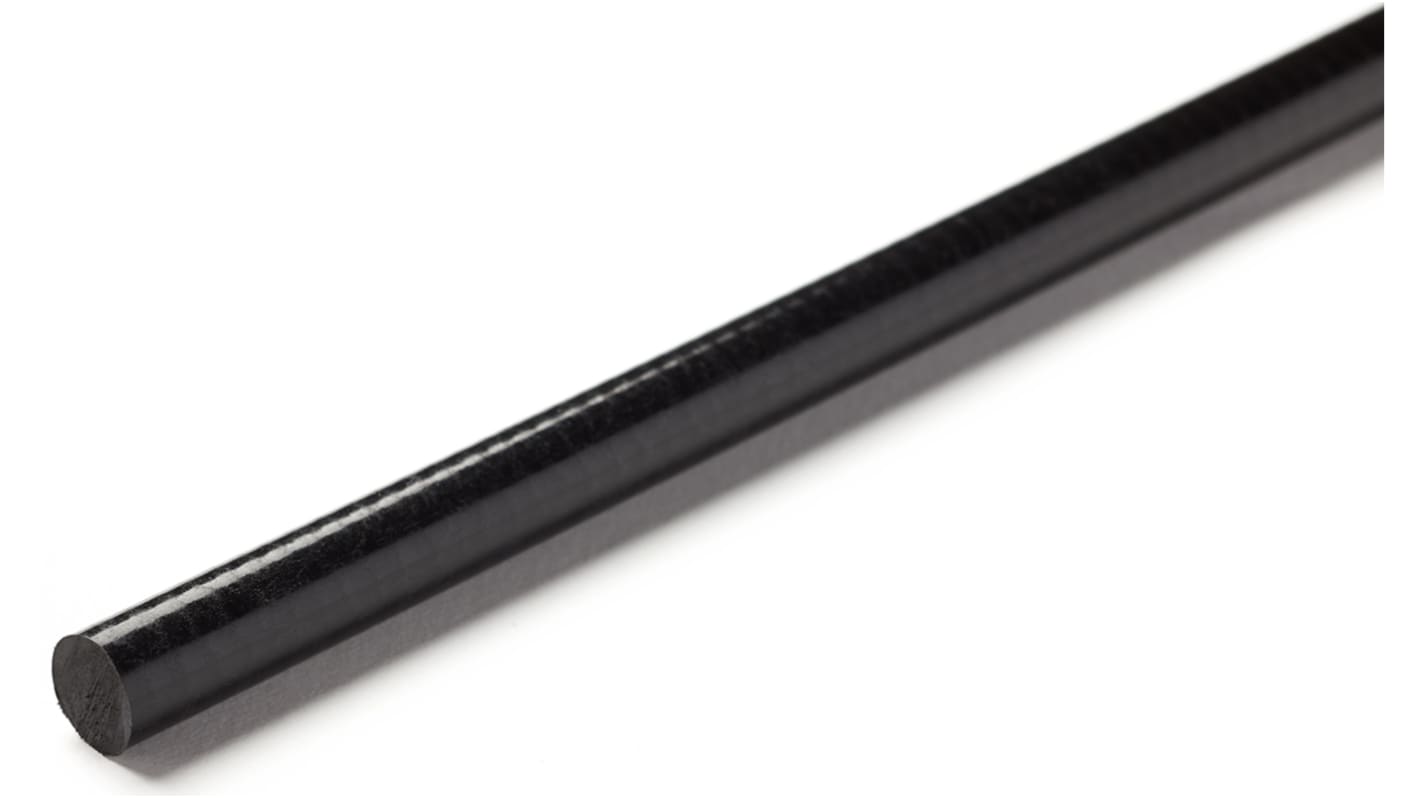 RS PRO Black Glass-Reinforced Plastic GRP Rod, 1m x 6mm Diameter