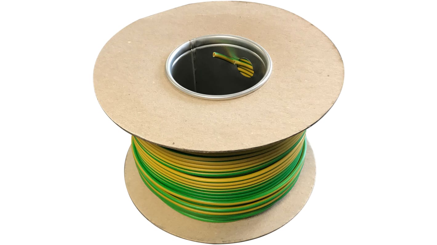 RS PRO Green/Yellow 10 mm² Hook Up Wire, 7/1.35 mm, 50m