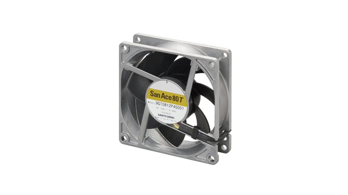 Ventilateur axial 9GT Sanyo Denki 24 V c.c., 1.86m³/min., 80 x 80 x 25mm, 5.28W, Dia. 80mm