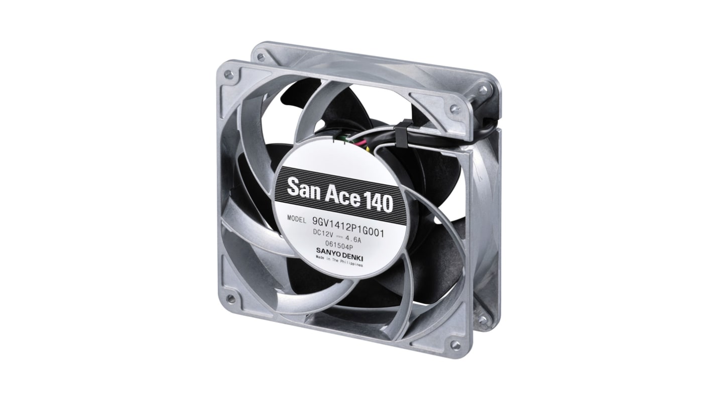 Sanyo Denki 9GV Series Axial Fan, 24 V dc, DC Operation, 55.2W, 2.3A Max, 140 x 140 x 38mm