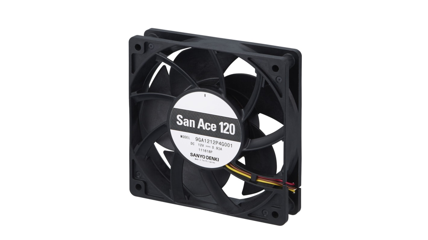 Ventilateur axial 9GA Sanyo Denki 12 V c.c., 120 x 120 x 25mm, 11.16W